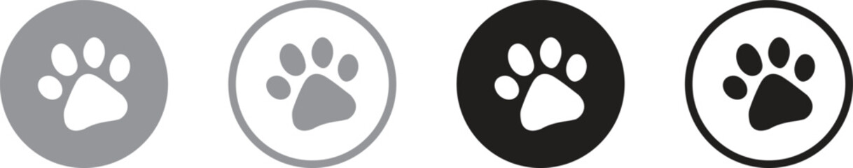 Pet paw editable stroke. footprints Pet paw, Heart with pet paw print dog cat icon, vector