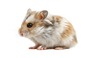 PNG Close-up of a cute fluffy hamster with brown and white fur