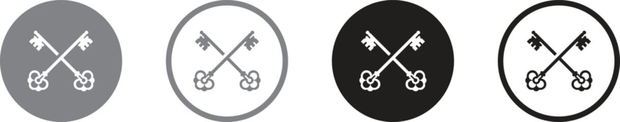 Antique key silhouettes. Medieval and modern keys, black vintage shapes set. Open door symbols, privacy and escape.