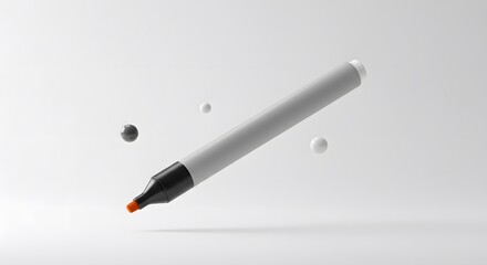 Floating Marker Minimalist Product Photography with White and Gray Spheres on a White Background