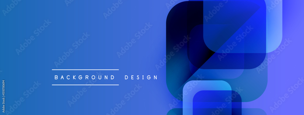 Aufkleber Abstract blue background. Geometric shapes overlap, creating dynamic visual effect. Modern design elements present sleek composition.