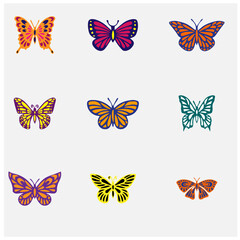 Obraz premium Colorful Butturfly vector set