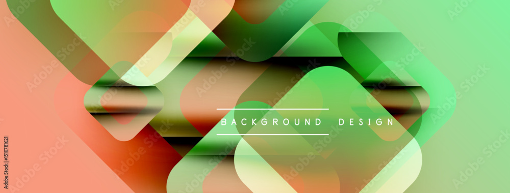 Poster Abstract geometric shapes overlap, creating vibrant color gradients. Modern design elements suggest dynamic visual experience.