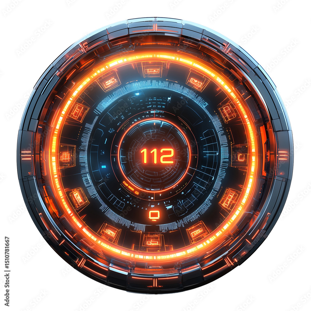 Poster futuristic circle element glowing hud ui design digital technology isolated on white background