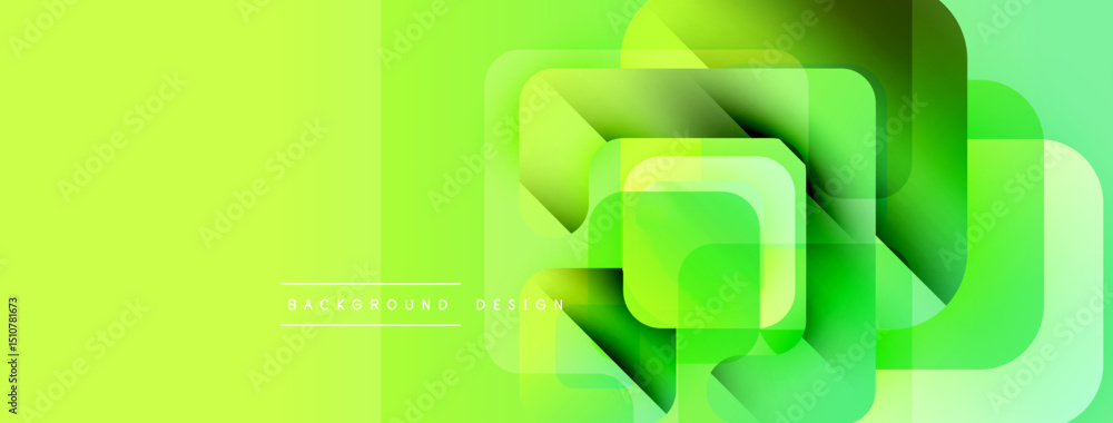 Leinwandbilder bright green abstract design. overlapping squares create dynamic visual effect. modern, clean aesthe