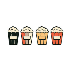Popcorn Boxes Set Cinema Snack Icons Art & Illustration