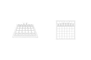 Chess game setup illustration featuring one line art and strategic placement of pieces on the board