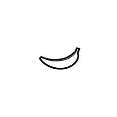 Ripe banana curves centrally with outline on plain background dietary art