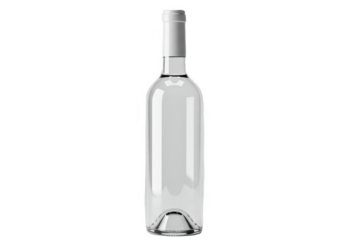 Clear glass wine bottle isolated on transparent background