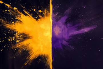 a background with a yellow splash on the left and a purple splash on the right