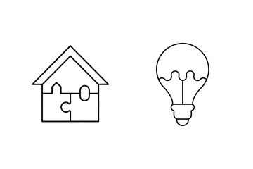Home idea and innovation conceptualized through puzzle pieces and a creative light bulb