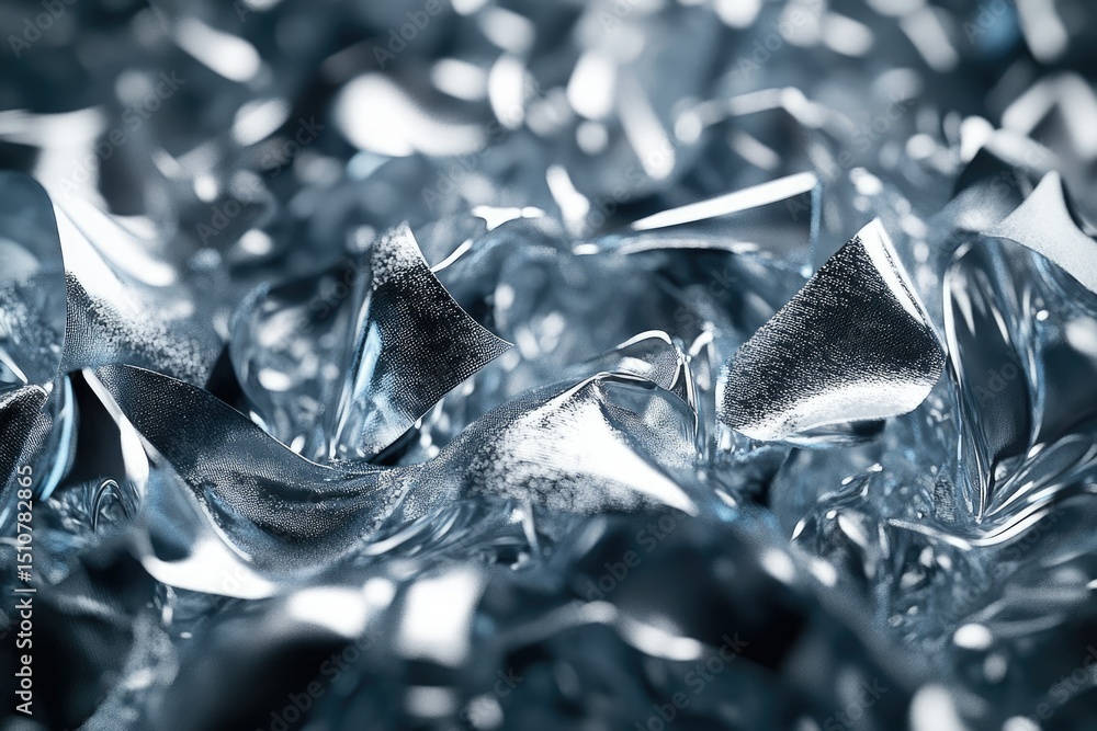 Aufkleber abstract close-up of crumpled metallic surface, showcasing texture and reflections.
