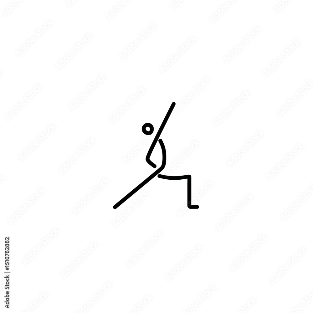 Poster stick figure defends with pole in sparse white backdrop