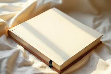 Fototapeta premium Open-book-on-silk-blank-pages-journal-writing-inspiration