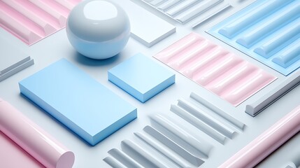 Fototapeta premium Abstract geometric shapes in pastel colors (2)