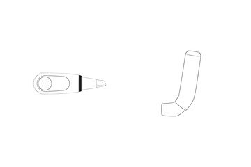 Simple line drawing of a digital thermometer and angled medical equipment design