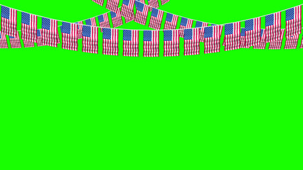 usa flag decoration on green screen concept for decoration. illustration for national holiday and events.