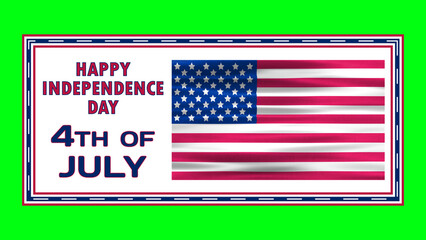 happy independence day 4th of july greetings icon on green screen. usa independence day sign.