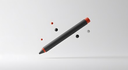 Stylus Pen with Floating Spheres: Minimalist 3D Render of  Design Concept