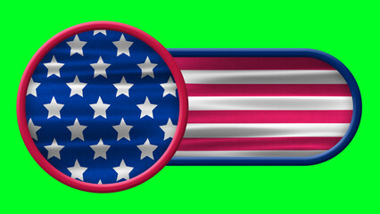 usa flag sign on green screen. usa flag in different circle shapes.