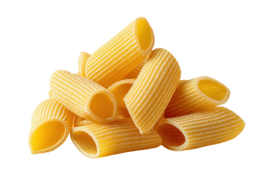 PNG Heap of uncooked rigatoni pasta on black background