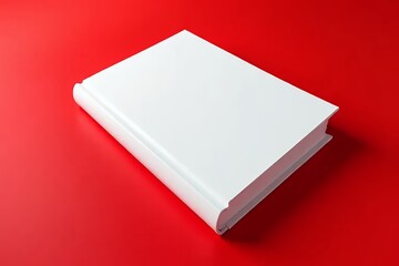 Fototapeta premium White-book-on-red-background-minimalist-design-mockup