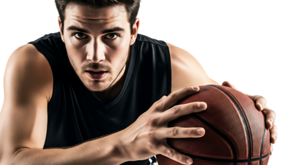 Intense basketball player preparing for action on the court
