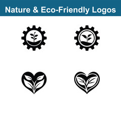 Fototapeta premium nature and eco friendly logo set on white background 