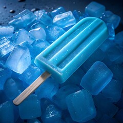 Blue Popsicle Stick Isolated Studio Background
