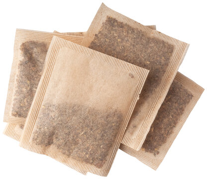tea bag pile isolated on transparent background