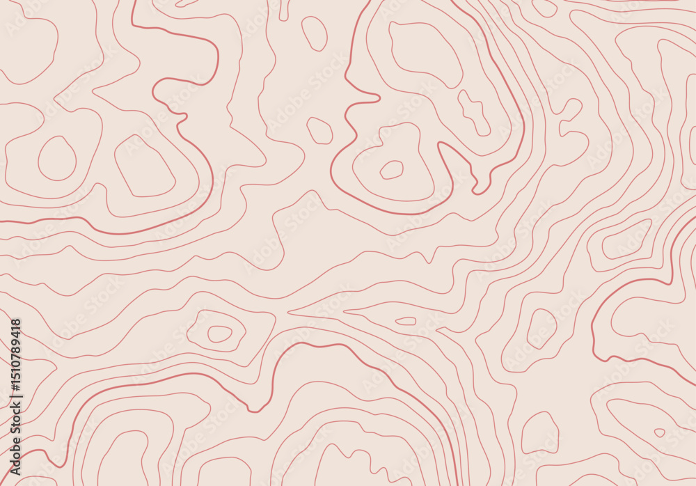Poster Topographic map background with altitude lines. Abstract terrain topography with elevation levels of the relief