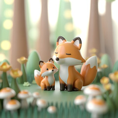 A cat toy with her baby