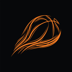 Obraz premium Abstract Flaming Basketball Clipart – Tribal Style Basketball on Fire Vector Design