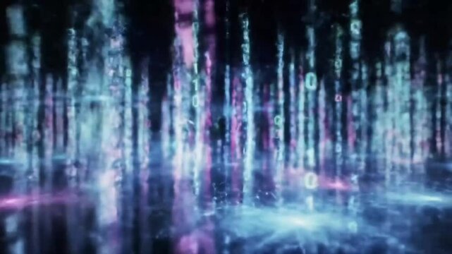 abstract blue binary code technology background,  ai generative 