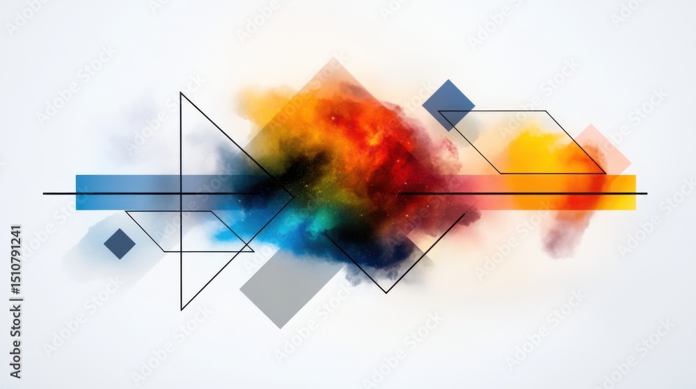 Aufkleber this vibrant artwork features a blend of colors and geometric shapes, creating a visually engaging c