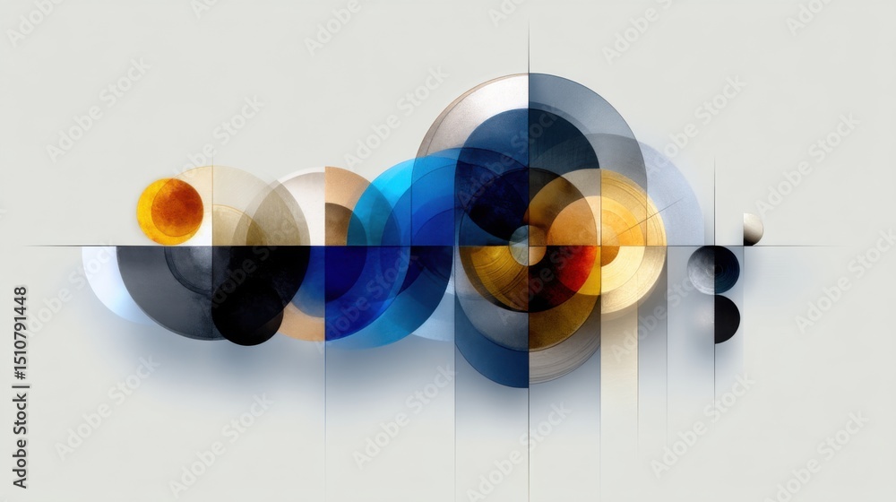 Aufkleber a vibrant abstract display presents an assortment of circular shapes in various colors. the artwork 