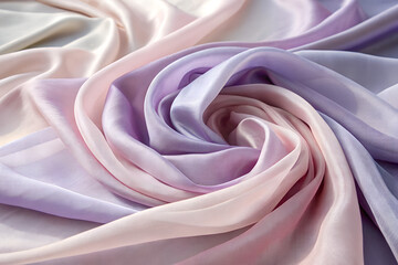Obraz premium Elegant silk fabric with a swirling pattern soft pastel colors in pink purple and cream for fashion and textile design