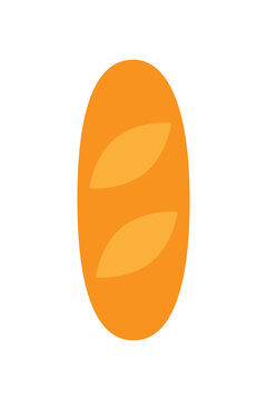 Fresh baked bread loaf illustration with scoring marks, artisan bakery food icon, orange golden brown color, simple flat design vector graphic. High res PNG