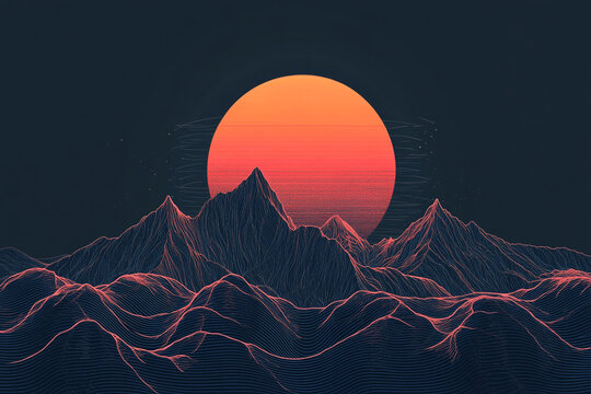 Inspiration quote background with sunset peak outline