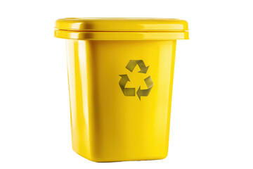 PNG Yellow recycling bin with symbol for eco-friendly waste management