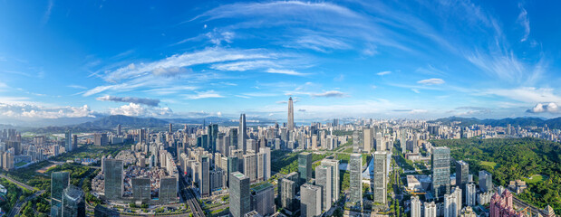 Aerial view of Skyline in Shenzhen city in China