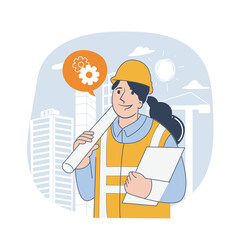 Female Engineer Holding Blueprint and Clipboard at Construction Site