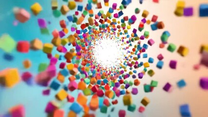 Abstract explosion of colorful cubes in a dynamic and vibrant design - Powered by Adobe