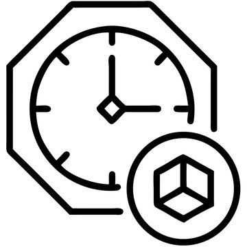 Low polygonal geometric clock icon design with cubical element  