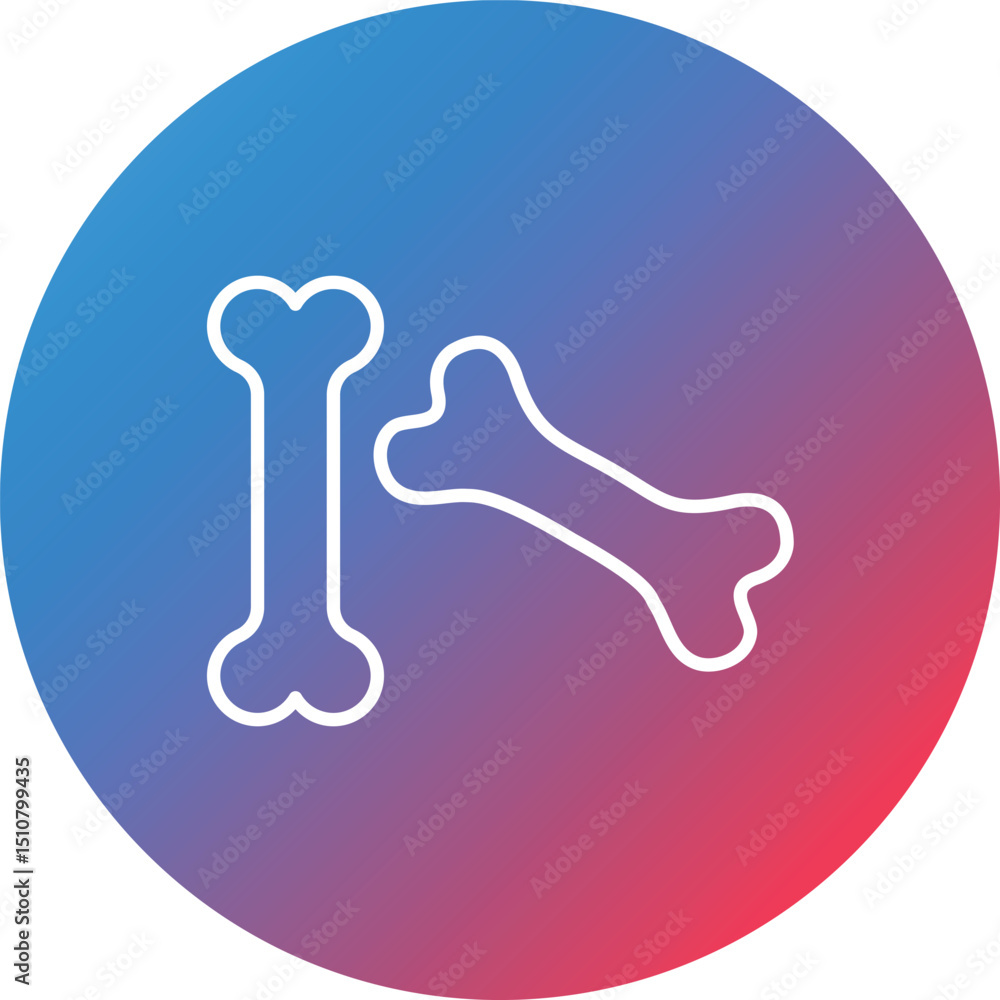 Poster bones line gradient circle background icon