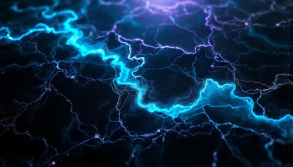 Abstract Black Marble Veins in Teal and Violet &ndash; Organic Energy and Subtle Depth