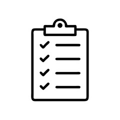 Clipboard with checklist icon, isolated on white background.
