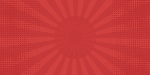 Red comic sunburst effect background with halftone. pop art comic-style vector background. Suitable for templates, sale banners, events, ads, web and pages