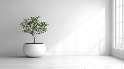 Fototapeta premium Minimalist room with plant (4)