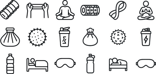 Fitness and relaxation icons for wellness and meditation themes